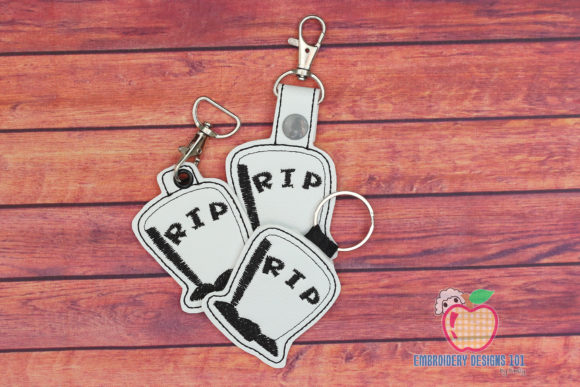 Halloween RIP Keyfob: A Spooky Embroidery Delight
