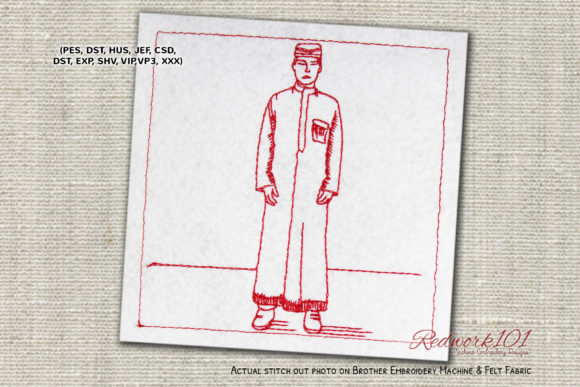 Muslim Man Bluework: Elegant Faith Embroidery