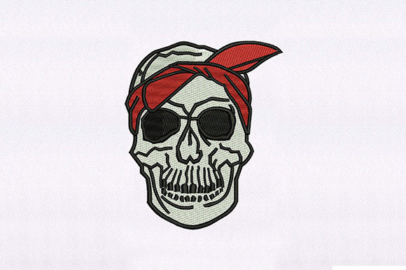 Red Bandana Skull: A Bold and Festive Embroidery Design