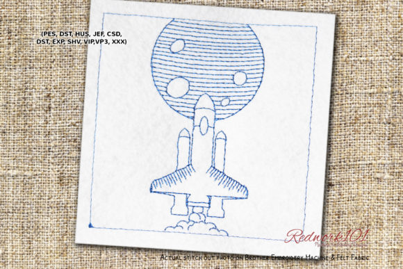Space Shuttle: Outline Embroidery for Apparel